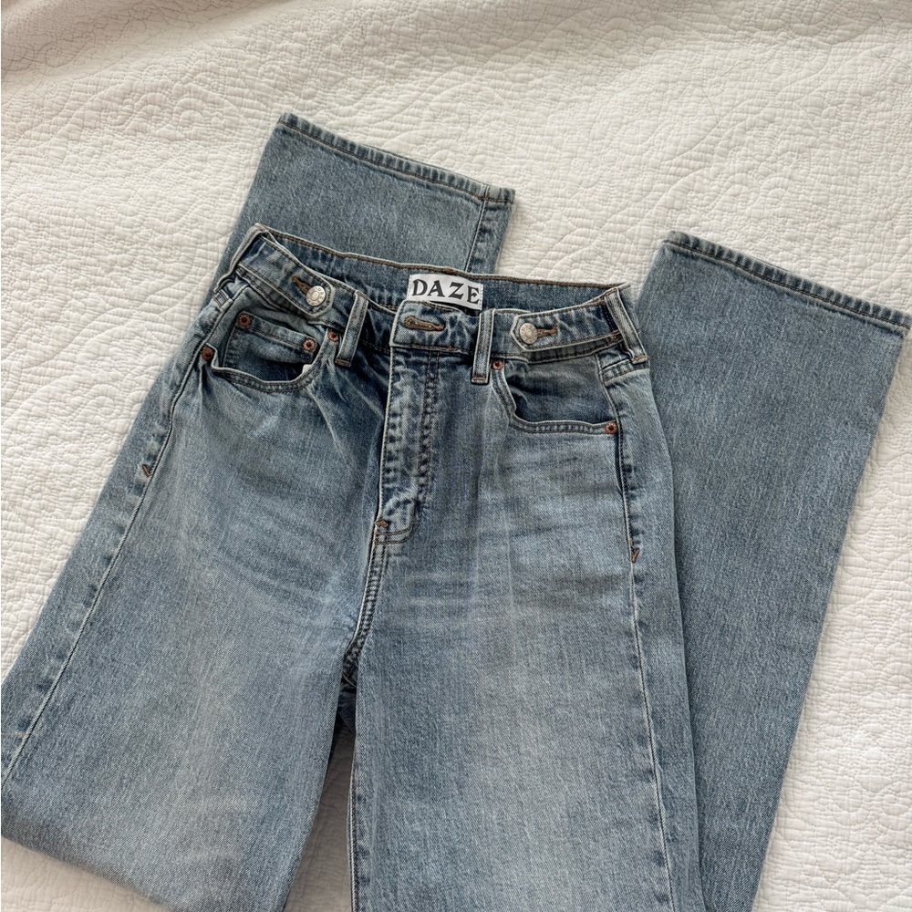 Daze Light Blue Straight Leg Jeans for Women